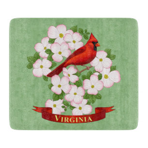 Planche À Découper Virginie State Cardinal Bird and Dogwood Flower