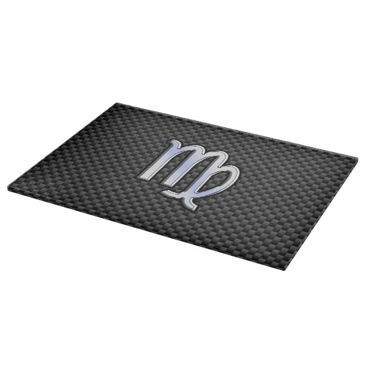 Planche À Découper Virgo Zodiac Sign on Charcoal Carbon Fiber Style (Coin)