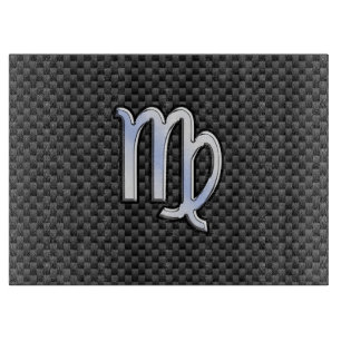 Planche À Découper Virgo Zodiac Sign on Charcoal Carbon Fiber Style