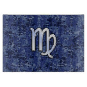 Planche À Découper Virgo Zodiac Silver Sign on Navy Blue Digital Camo (Devant)
