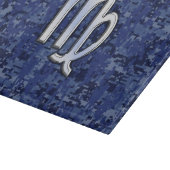 Planche À Découper Virgo Zodiac Silver Sign on Navy Blue Digital Camo (Coin)