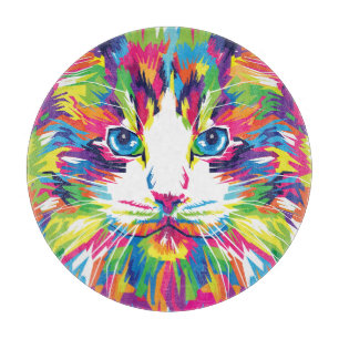 Planche À Découper Visage de Chat Design Géométrique Prismatique-3245