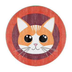 Planche À Découper Visage de Chat Mignon Illustration Vibrante
