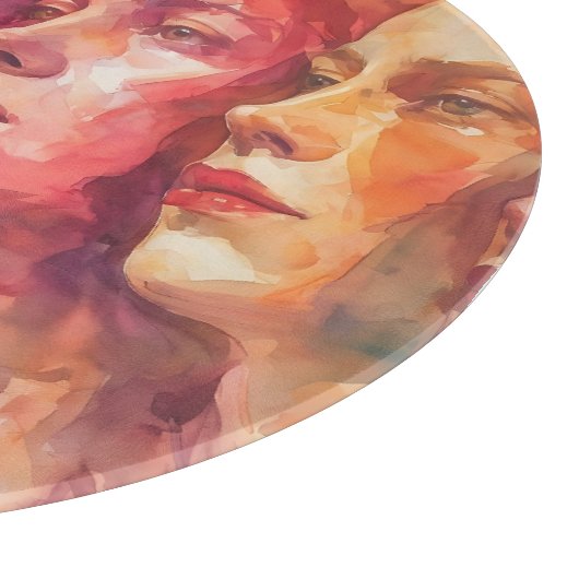 Planche À Découper Visages des femmes - Peinture aquarelle (Coin)