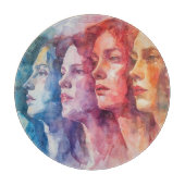 Planche À Découper Visages des femmes - Peinture aquarelle (Devant)