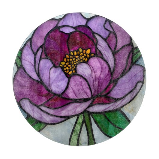 Planche À Découper Vitraux Paonée Pourpre (Devant)