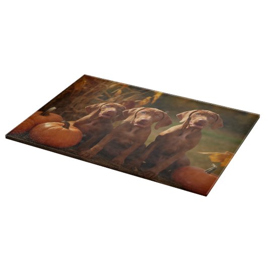 Planche À Découper Vizsla Chiot Automne Citrouille délice (Coin)