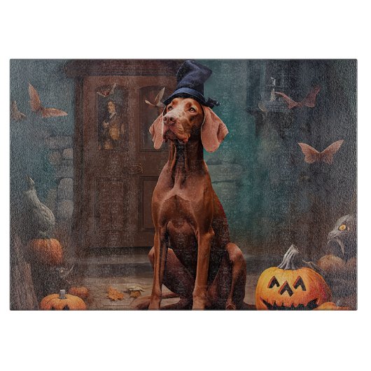 Planche À Découper Vizsla Citrouille Halloween effroi (Devant)