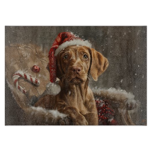 Planche À Découper Vizsla de Noël Fête (Devant)