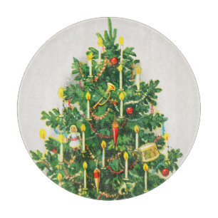 Planche À Découper Vœux de Noël, carte vintage, Sapin de Noël