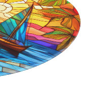 Planche À Découper voiliers et couchers de soleil vitrail (Coin)