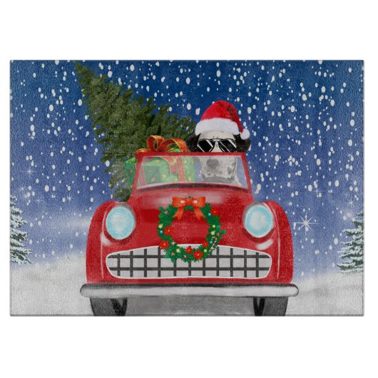 Planche À Découper Voiture De Conduite De Chien Dalmatien En Noël De (Devant)