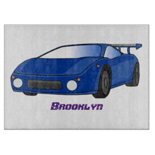 Planche À Découper Voiture de sport bleue avec illustration airfos