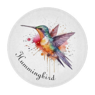 Planche À Découper Vol de couleurs, colibri à l'aquarelle personnalis