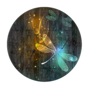 Planche À Découper Vol de libellule verte lumineuse