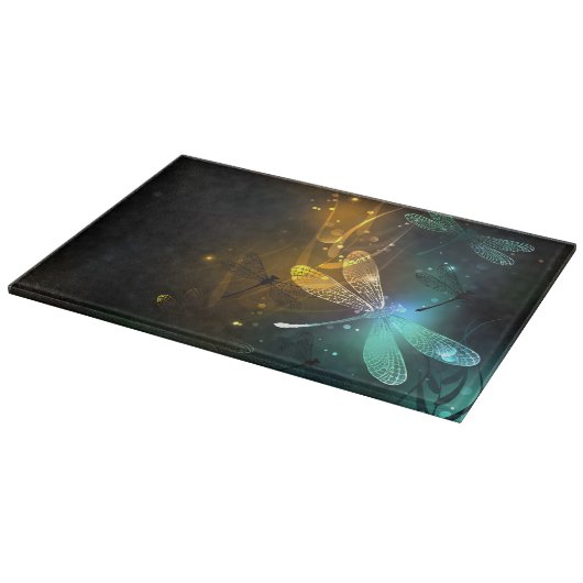 Planche À Découper Vol de libellule verte lumineuse (Coin)