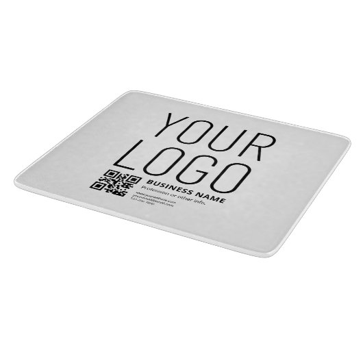 Planche À Découper Votre logo avec QR code et texte modifiables (Coin)