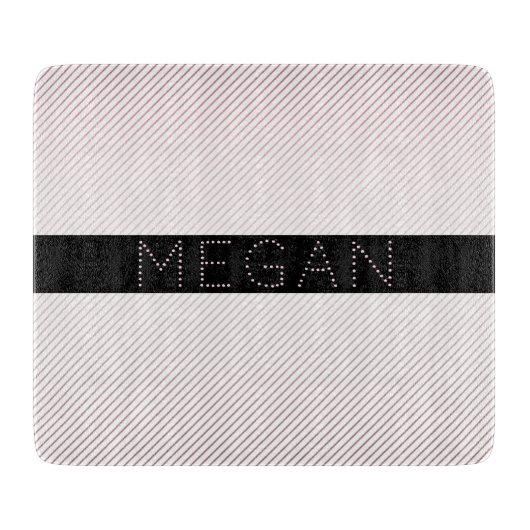 Planche À Découper Votre nom | Blanc fin et Rose subtil Ombre Stripes (Devant)