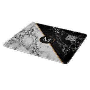 Planche À Découper Votre QR Code et lettre en marbre de la table de c