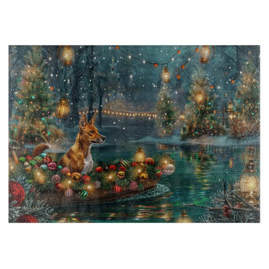 Planche À Découper Voyage de fête de Noël du Basenji (Devant)