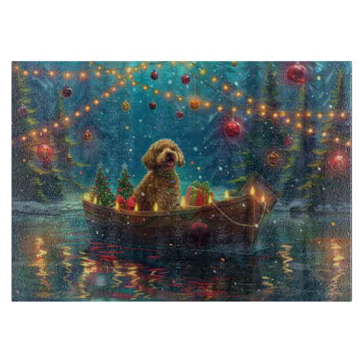 Planche À Découper Voyage de fête de Noël Goldendoodle (Devant)