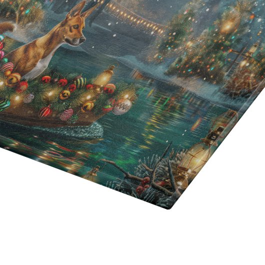 Planche À Découper Voyage de Noël de Basenji (Coin)