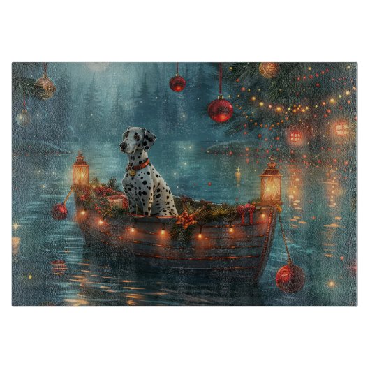 Planche À Découper Voyage festif de Noël dalmate (Devant)