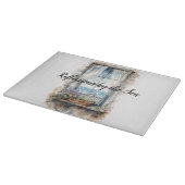 Planche À Découper Vue de fenêtre en bord de mer, scène côtière à l'a (Coin)