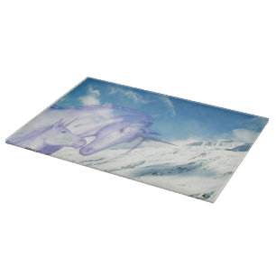 Planche À Découper Vue hivernale de la licorne de la montagne enneigé