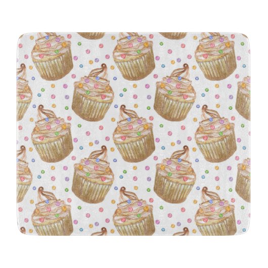 Planche À Découper Watercolor cupcakes (Devant)