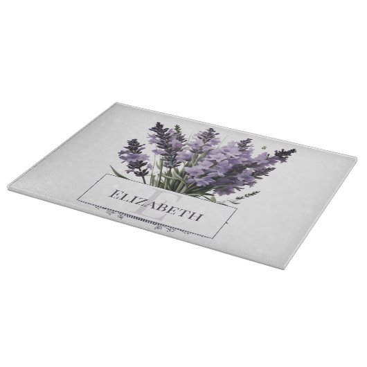Planche À Découper Watercolor Lavender Bouquet Personalized (Coin)