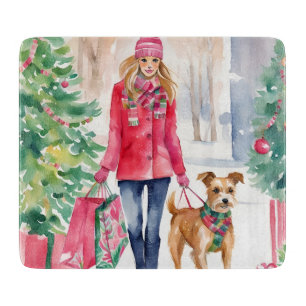 Planche À Découper Watercolor Noël Fashion Shopping Girl