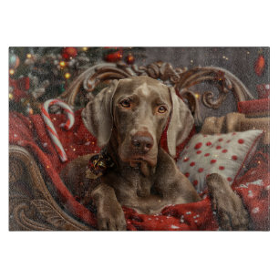 Planche À Découper Weimaraner Chien Festif de Noël