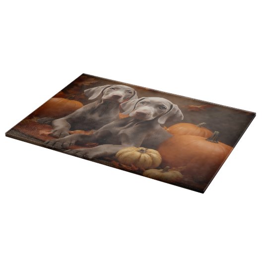 Planche À Découper Weimaraner Chiot Automne Citrouille délice (Coin)