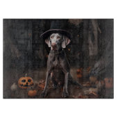 Planche À Découper Weimaraner Citrouilles Halloween effrayant (Devant)