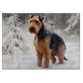 Planche À Découper Welsh Terrier Laisser Neige Noël (Devant)