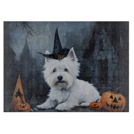 Planche À Découper West Highland White Terrier Citrouille Halloween (Devant)