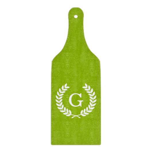 Planche À Découper Wheat vert Laurel Wreath Initial Monogram (Devant)