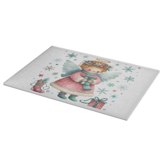 Planche À Découper Whimsical mignon rose et bleu Ange de Noël (Coin)