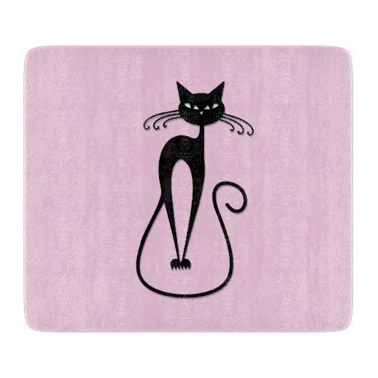 Planche À Découper Whimsical Skinny Chat noir rose (Devant)