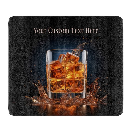 Planche À Découper Whiskey Texte Personnalisé Sur Les Rochers (Devant)