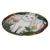 Planche À Découper White Cat in a Colorful Garden (Coin)