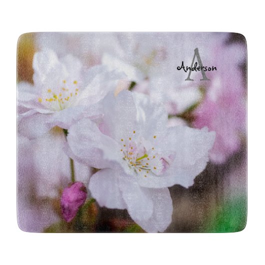 Planche À Découper White Cherry Blossom Glass chopping board (Devant)