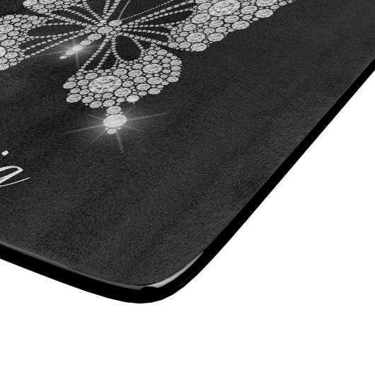 Planche À Découper White Diamond Butterfly, DIY Script Nom, Black (Coin)