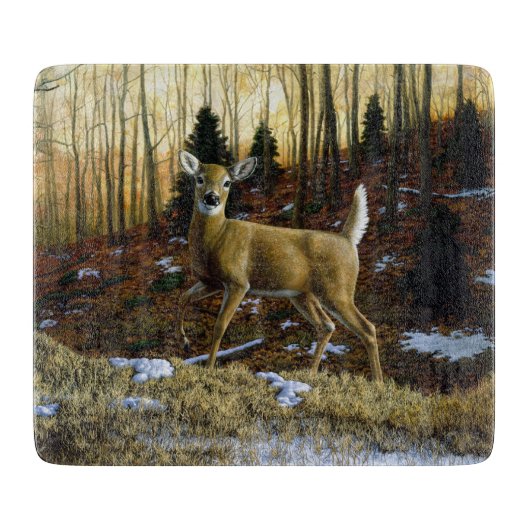 Planche À Découper Whitetail Deer Doe dans la forêt d'automne (Devant)