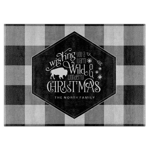 Planche À Découper Wild Wonderful Christmas Black Buffalo Plaid ID604 (Devant)