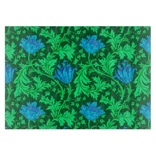 Planche À Découper William Morris Anemone, Emerald Green et Blue (Devant)