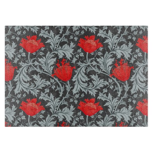 Planche À Découper William Morris Anemone, gris / gris et rouge (Devant)