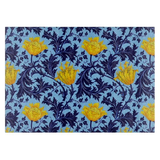 Planche À Découper William Morris Anemone, Navy, Sky Blue et Yellow (Devant)