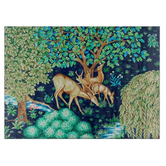 Planche À Découper William Morris Deer par un Indigo de la Tapisserie (Devant)